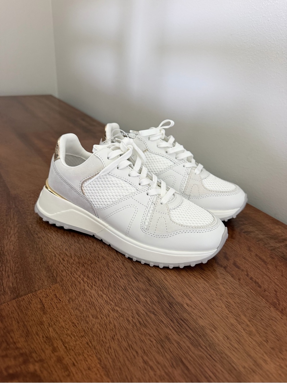 Michael Kors Jaime Trainer Sneakers with Gold Heel Accent